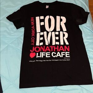American Apparel Black Graphic Tee with NYC & Jonathan Larsen text